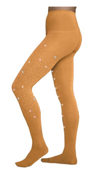 ChloeNoel Adult Footed Crystal on Both Legs Ice Skating Tights TF8830 -Medium Tan