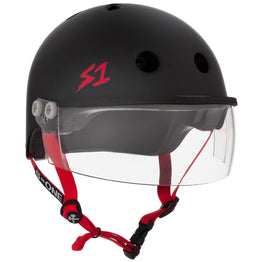 S1 Lifer Helmets inc Visor - Black Matt inc Red Strap