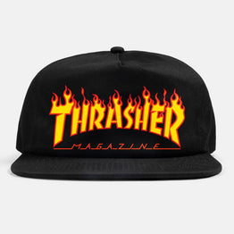 Thrasher Flame Embroidered Snapback Cap - Black