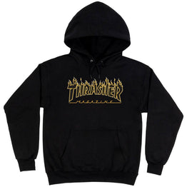 Thrasher Flame Hoody - Black / Yellow