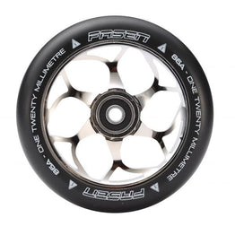 Fasen 120mm Alloy Core Scooter Wheels - Black / Chrome (Pair)
