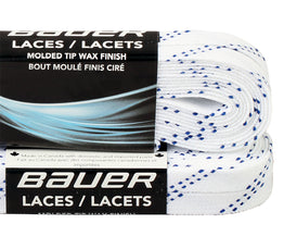 Bauer Waxed Ice Hockey Skate Laces - White / Navy Blue