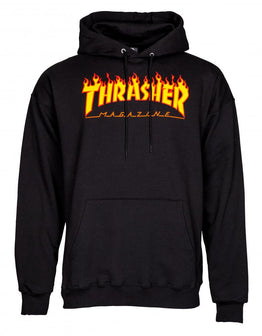 Thrasher Flame Logo Hoody - Black Yellow