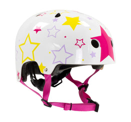 Sfr Adjustable Kids Skate Helmet - White/Pink Stars XXXS/XS