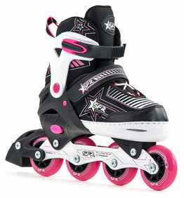 Sfr Pulsar Girls Adjustable Inline Skates - Black White Pink