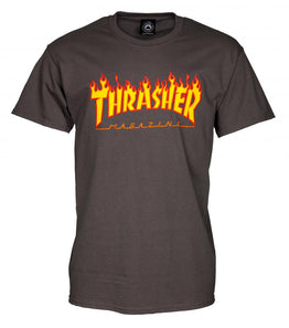 Thrasher Skate Mag T-Shirt Flame Logo - Charcoal