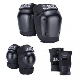 187 Six Pad Set Wrist/Knee/Elbow Pads Adult - Black