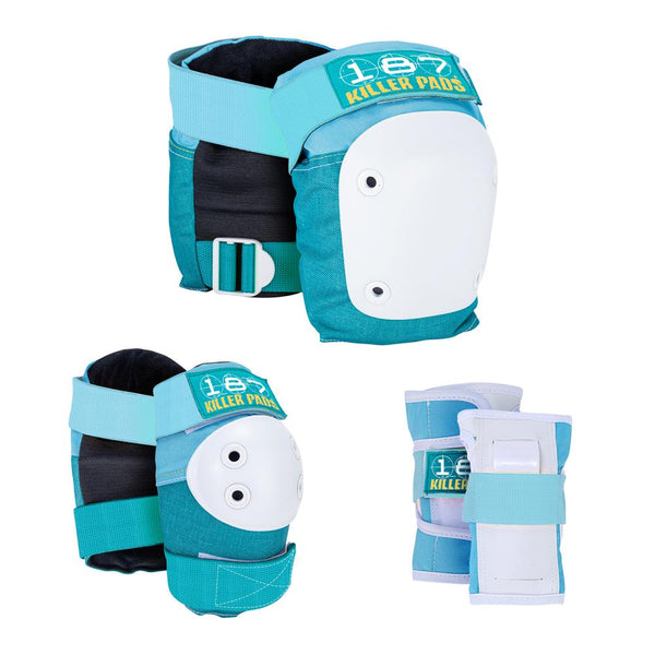 187 Killer Junior Pads Tri Pack - Set Protezioni Per Ragazzi (Gomiti, Ginocchia, Polsi) Da Skate Out Loud - 4