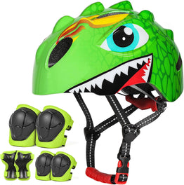 Adjustable Kids 3D Dinosaur Helmet - with Protective Pack Age 3-8