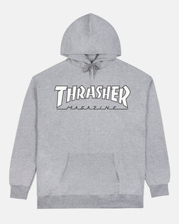 Thrasher Outlined Hoody - Grey / White