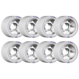 Rollerbones Turbo Alu Hub Roller Skate Wheels White (8pk) - 62MM