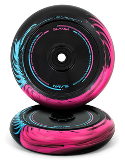 Slamm 110mm Swirl Hollow Core Wheels Pink/Blue - Pair