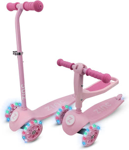 Zinc 3-In-1 Kids  Adjustable 3 Wheeled Scooter( Ages 1+) Pink