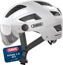 ABUS Urban Hyban 2.0 ACE City Cycle Helmet with Visor - Polar White