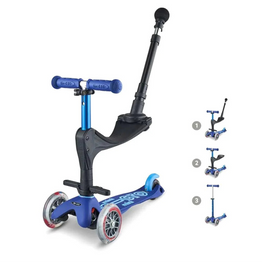 Micro Scooters 3 In 1 Deluxe Plus Scooter + Push Handle - Blue (B Stock)