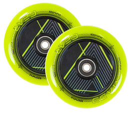 Madd Gear 100mm Hollow Core Wheels - Raven - Green (Pair)