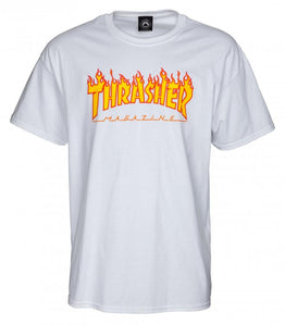 Thrasher T-Shirt Flame Logo - White