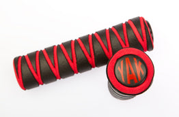 Yak Scooter Handlebar Grips - Red & Black Zig Zag