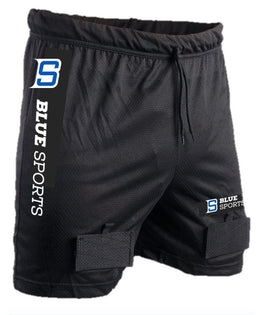 Blue Sports Senior Mesh Shorts With Cup - Black