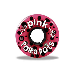Pink Polka Dots Longboard Wheels 62mm 96A (4 Pack)