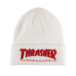 Thrasher Beanie Embroidered Logo - White/Red