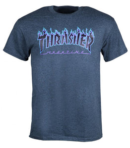 Thrasher Flame Logo T Shirt - Dark Heather