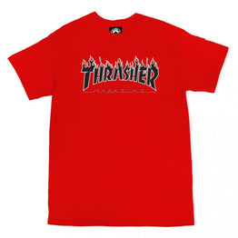 Thrasher Flame Logo T Shirt - Red