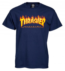 Thrasher Skate Mag T-Shirt Flame Logo - Navy